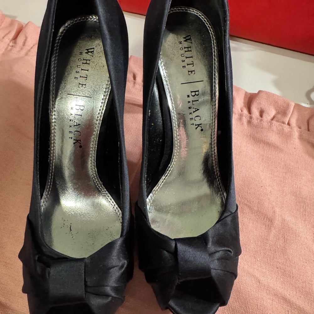 White House Black Market Satin Black Heels